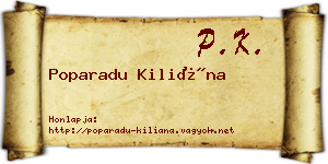 Poparadu Kiliána névjegykártya